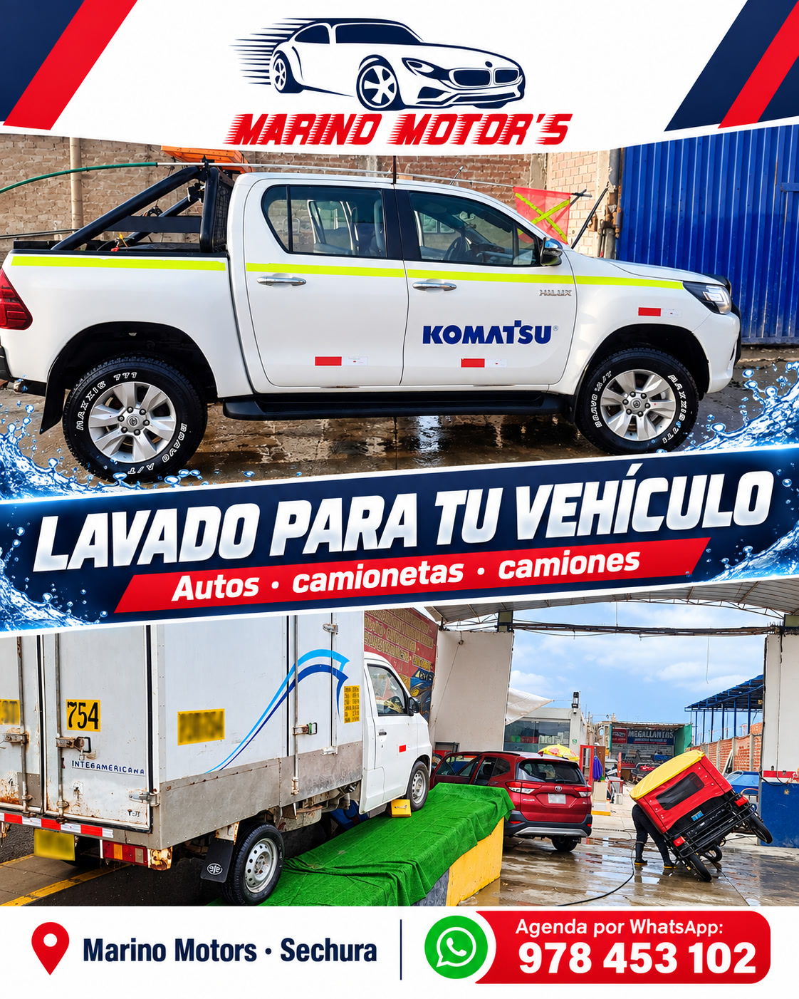 Lavado y cuidado de unidades · material visual de Marino Motors