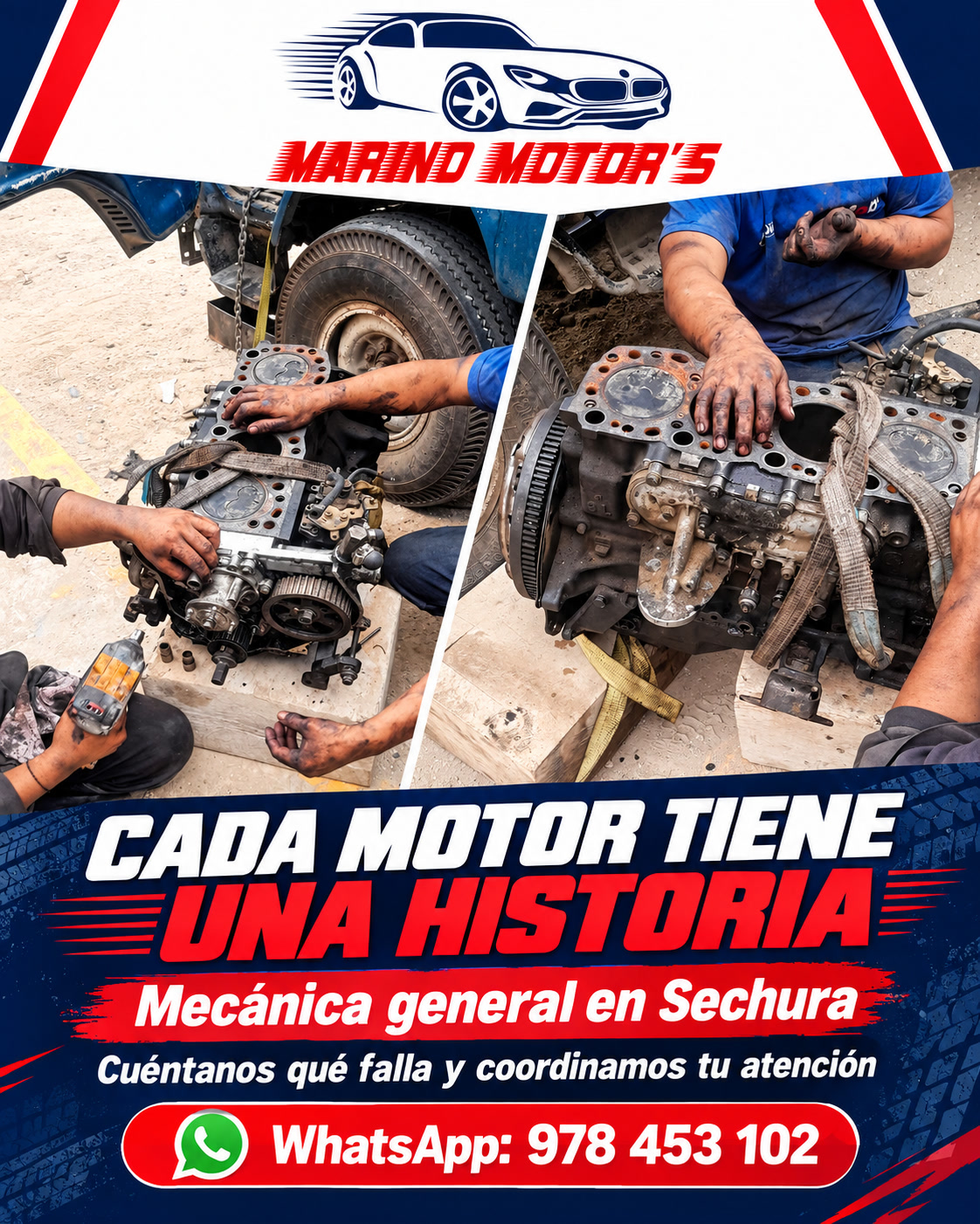 Atención mecánica · material visual de Marino Motors