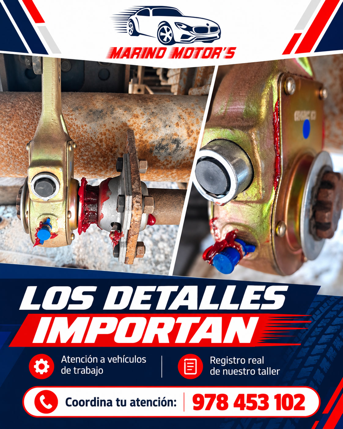Inspección de componentes · material visual de Marino Motors